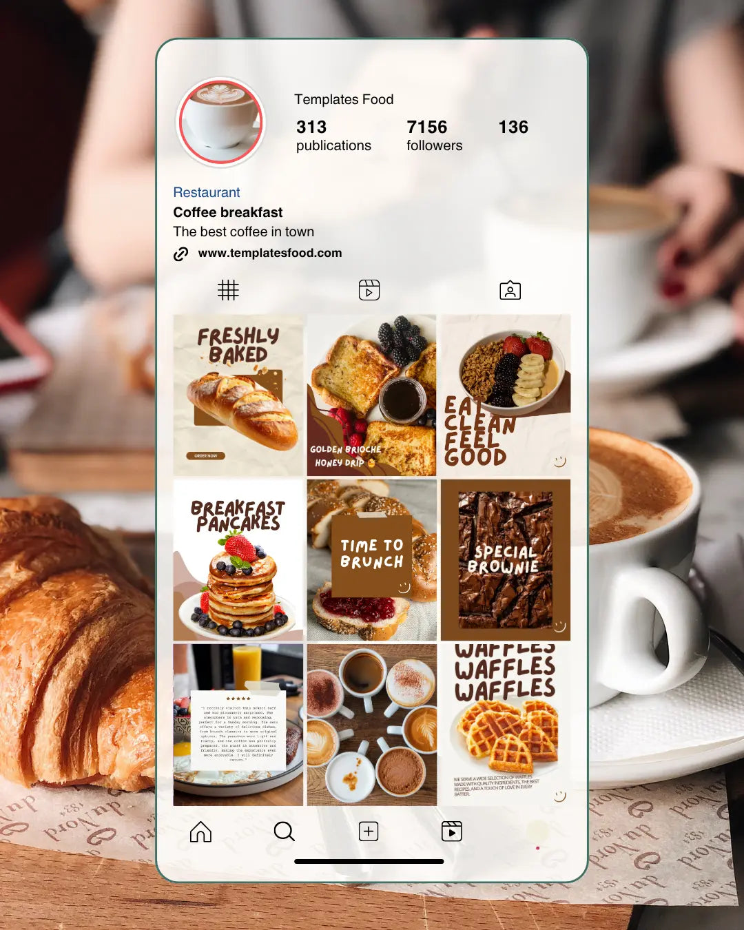35 (30+5 Free) Coffee Brunch Breakfast Instagram templates. Templates Food