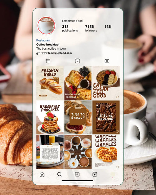 35 (30+5 Free) Coffee Brunch Breakfast Instagram templates. Templates Food