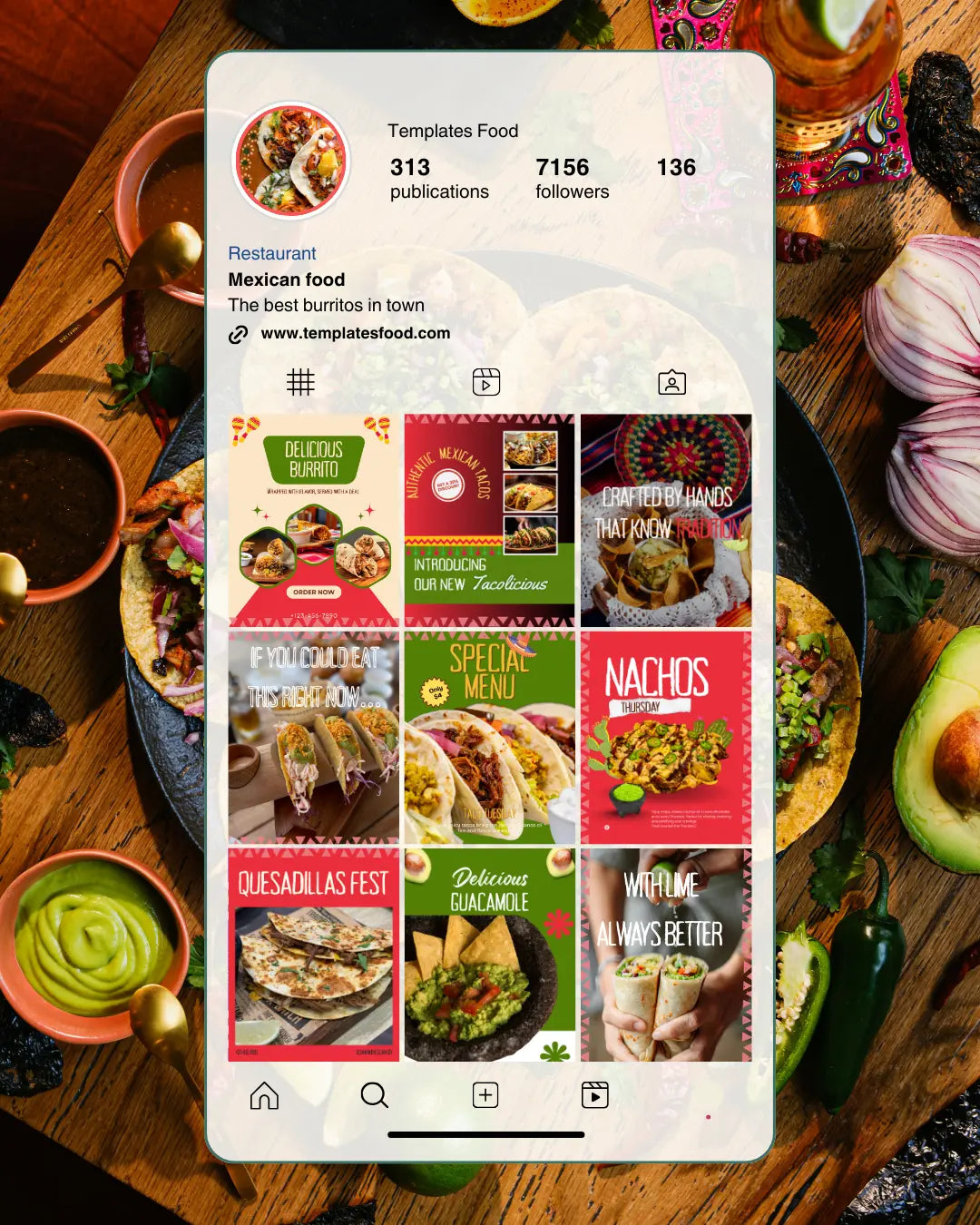 Mexican Food Instagram Templates  30 Editable Canva Templates for Restaurants Templates Food