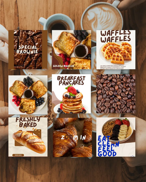 35 (30+5 Free) Coffee Brunch Breakfast Instagram templates. Templates Food